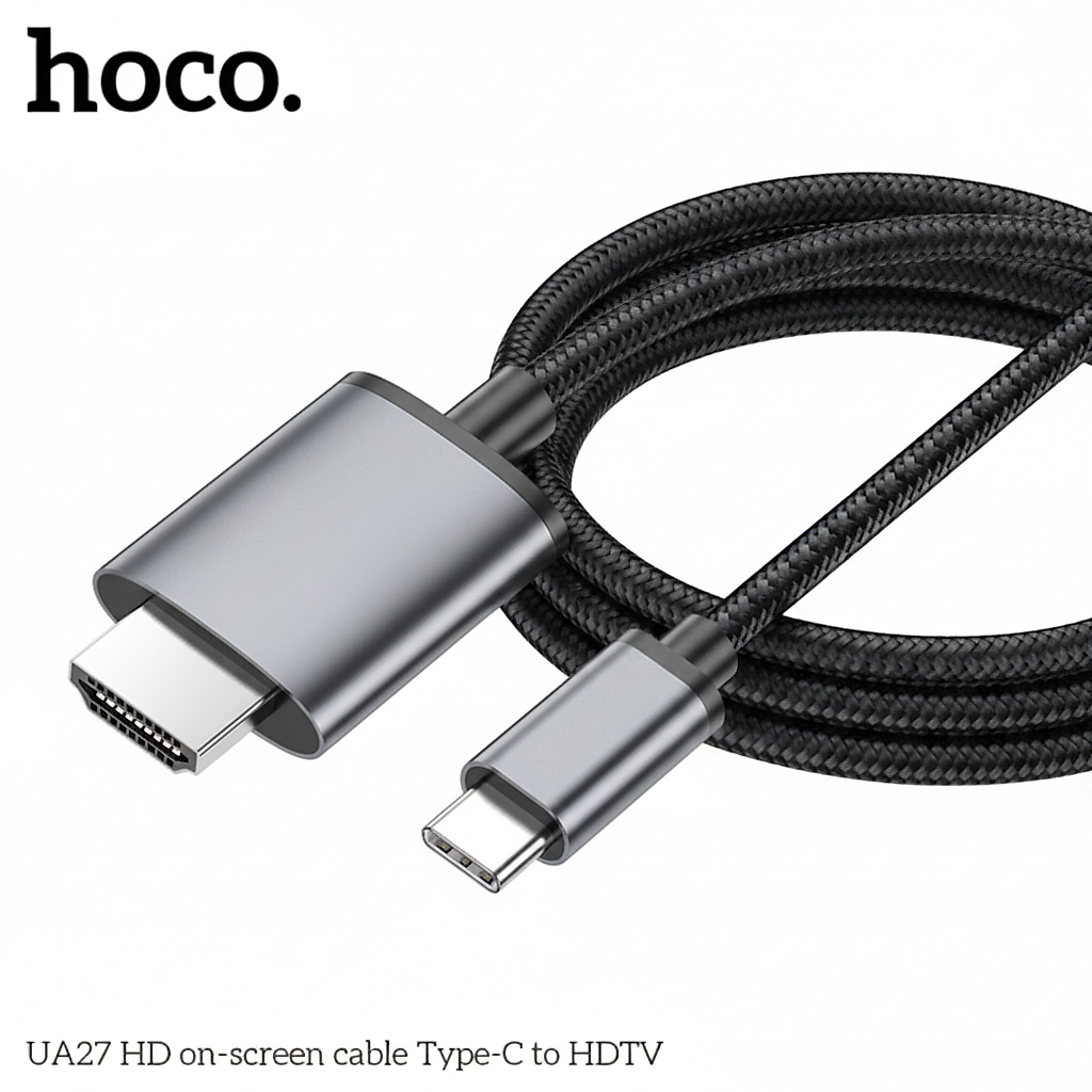 كابل Hoco UA27 USB-C إلى HDMI 4K HD على الشاشة، أسود رمادي