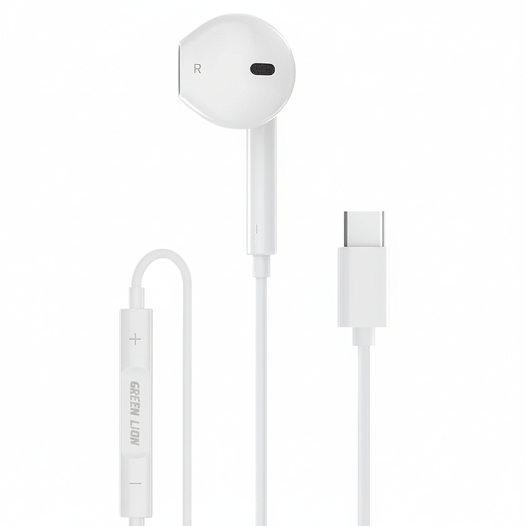 Green Lion Wired Mono Earphones with Type-C Connec...