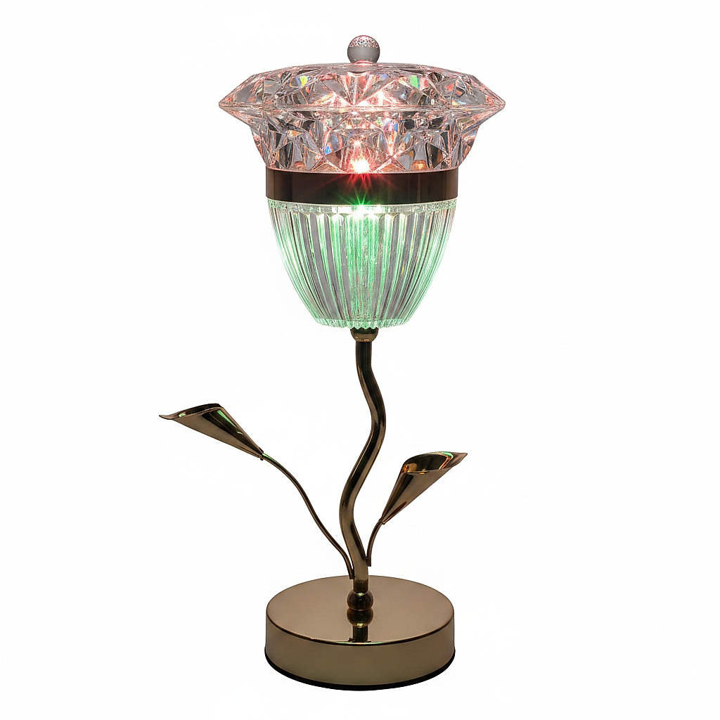 مصباح طاولة كريستالي LED، 3 ألوان RGB