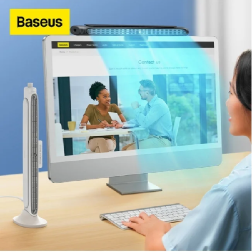 مروحة مكتب Baseus Refreshing Monitor Clip-on-Up Desk Fan، بيضاء