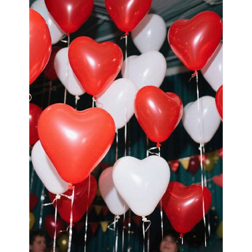 60 Pieces Heart-Shaped Latex Balloons Red & White