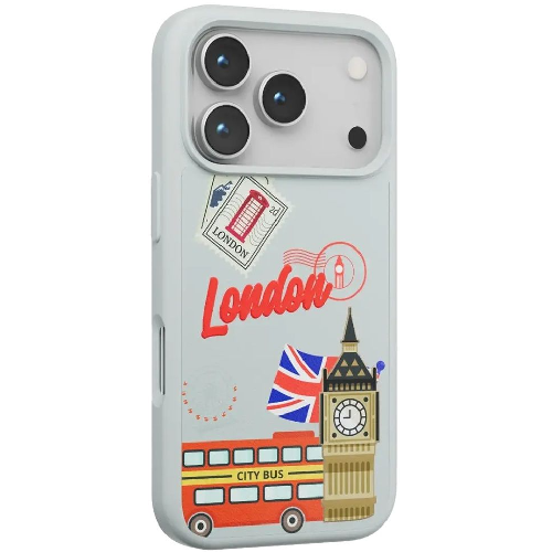 غطاء جلد PU من Levelo Vallo لون لندن فضي لهاتف iPhone 17 Pro