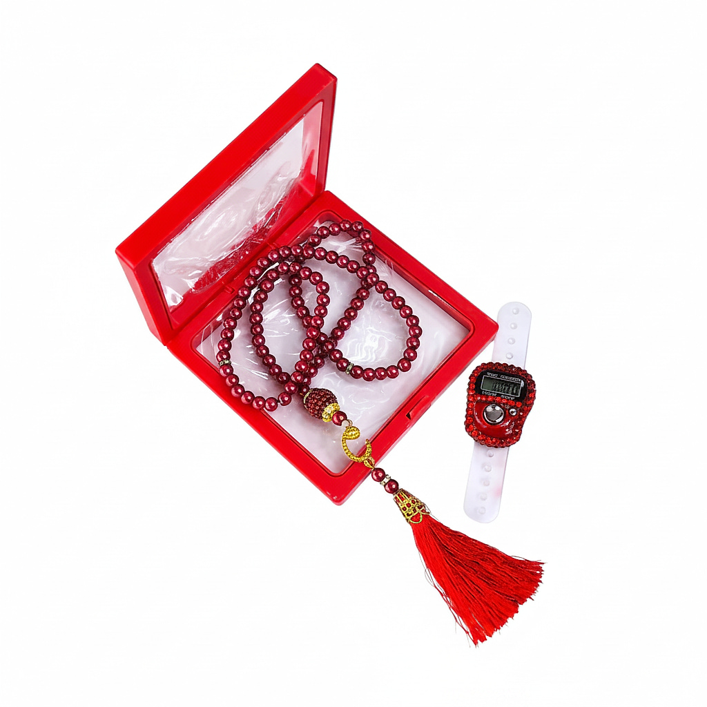 Premium Glass Pearl Tasbeeh & Digital Counter Gift...