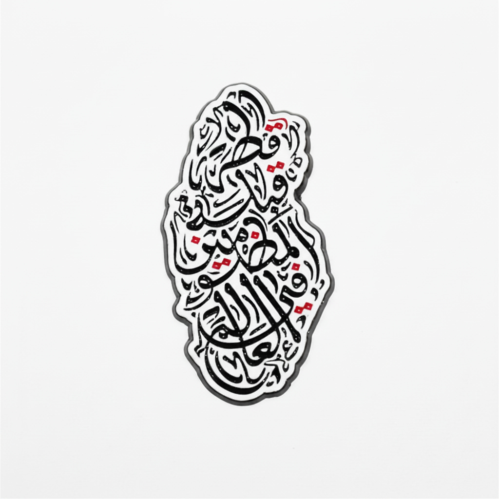 ملصق معدني ثلاثي الأبعاد بالخط العربي الفني