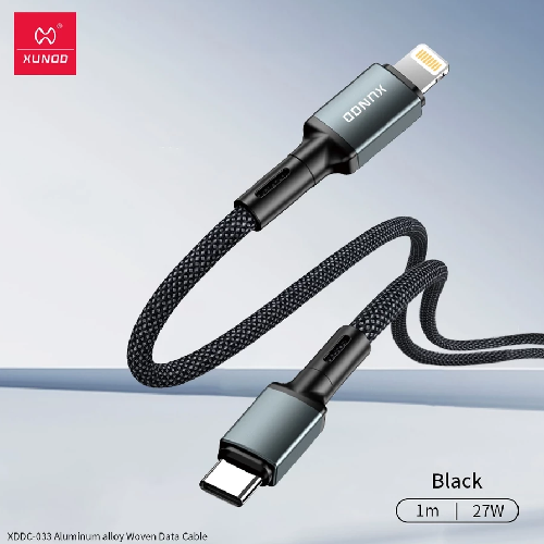 كابل Xundd من الألومنيوم USB-C إلى Lightning للشحن السريع بقدرة 27 واط.